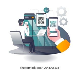 Man making payment with barcode scan