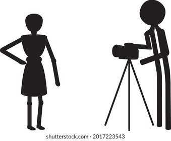 man making photo of sexy posing woman