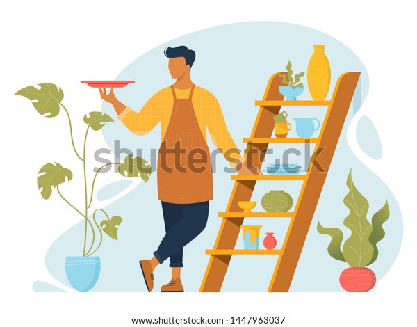 man making pots crockery other ceramics stock vector royalty free 1447963037 shutterstock