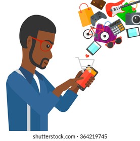 Man making purchases online.