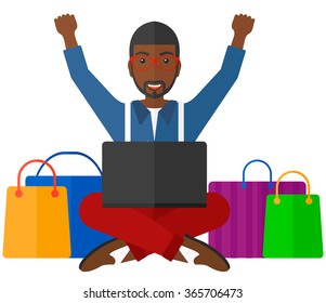 Hombre haciendo compras en línea.