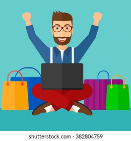 Man making purchases online.
