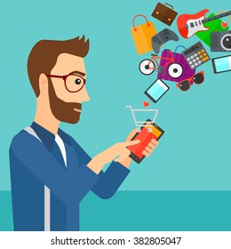 Man making purchases online.