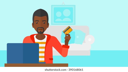 Man making purchases online.