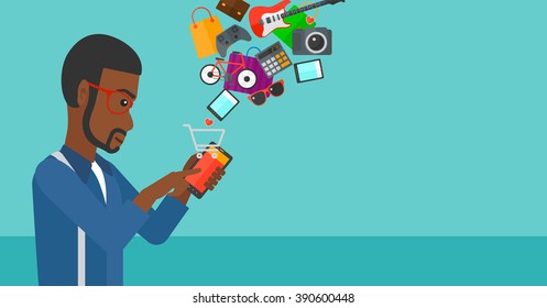 Man making purchases online.
