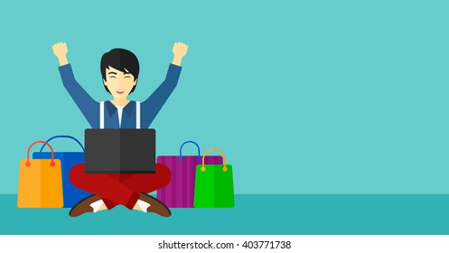Man making purchases online.