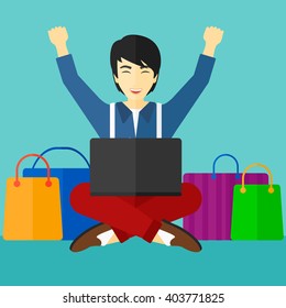 Man making purchases online.