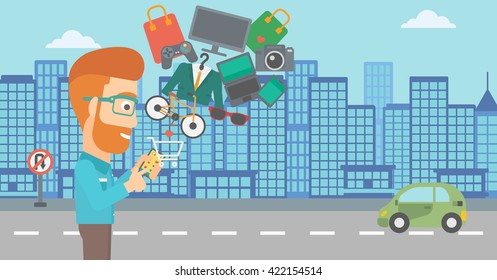 Hombre haciendo compras en línea.