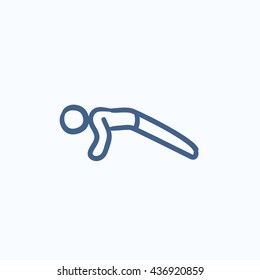 Man making push ups vector sketch icon isolated on background. Hand drawn Man making push ups icon. Man making push ups sketch icon for infographic, website or app.