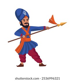 homem fazendo sikh martial art gatka isolado