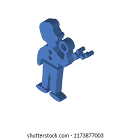 Man making soap bubbles isometric left top view 3D icon