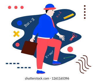 The man making step to success. Creative vector illustration made in abstract composition