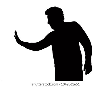 a man making stop gesture, silhouette vector