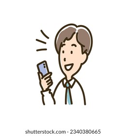 Hombre haciendo una videollamada en su smartphone, Vector Illustration