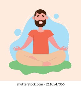 man making yoga sitting lotus pose