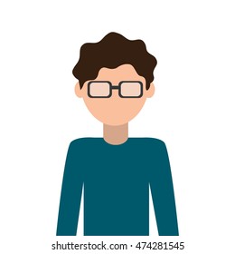 man male avatar glasses hair nerd icon. Flat and isolated design. Vector illustration
