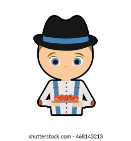 man male cartoon cloth pretzel traditional germany europe icon. Isolated and flat illustration