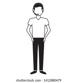 man male character standing on white background vector illustration