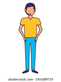 man male character standing on white background vector illustration