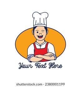 Man Male Cute Funny Chef for Food Cooking Restaurant or Bakery Mascot Character Icon Illustration Vector