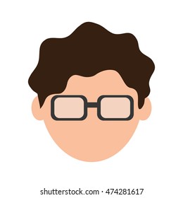 man male head avatar glasses hair nerd icon. Flat and isolated design. Vector illustration