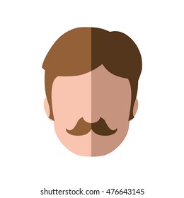 Man male person mustache hair head avatar icon. Isolated and flat illustration. Vector graphic