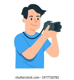 Man or male photographer, illustration concept.