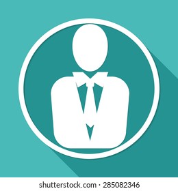 Man manager icon on white circle with a long shadow