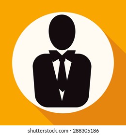 Man manager icon on white circle with a long shadow