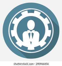 Man manager icon on white circle with a long shadow
