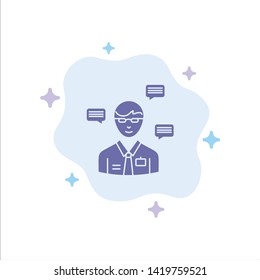 Man, Manager, Sms, Chat, Popup Blue Icon on Abstract Cloud Background