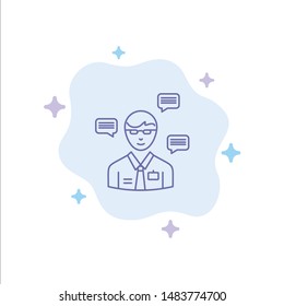 Man, Manager, Sms, Chat, Popup Blue Icon on Abstract Cloud Background