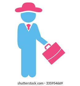 Man Manager vector icon. Style is bicolor flat symbol, pink and blue colors, rounded angles, white background.