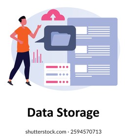  Man managing Data StorageVector Illustration Which can easily modify or edit Which can easily modify or edit