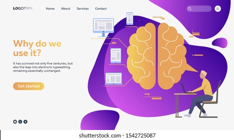 Man managing objectives. Schedule, aims, devices. Efficiency concept. Vector illustration can be used for topics like business, work, time management