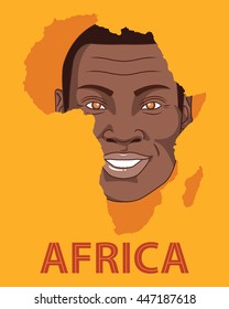 Man with a map of Africa vector
