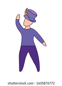 Man with mardi gras hat design, Party carnival decoration celebration festival holiday fun new orleans and traditional theme Vector illustration