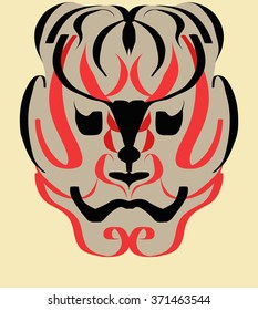 Man in the mask abstract geometric lines of the elements  the black red color