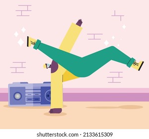 Man with mask break dancing
