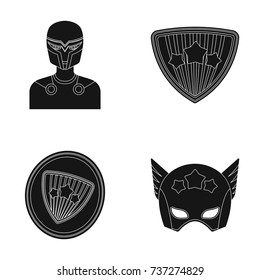 Man, mask, cloak, and other web icon in black style.Costume, superhero, superforce, icons in set collection.