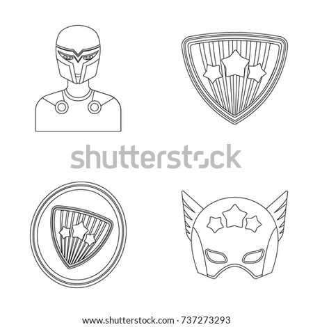Man, mask, cloak, and other web icon in outline style.Costume, superhero, superforce, icons in set collection.