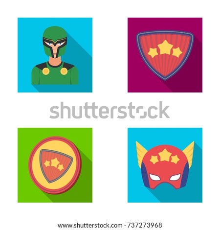 Man, mask, cloak, and other web icon in flat style.Costume, superhero, superforce, icons in set collection.