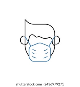 man with mask concept line icon. Simple element illustration.  man with mask concept outline symbol design.