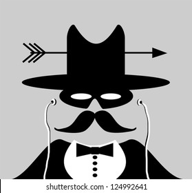 man with mask and cowboy hat