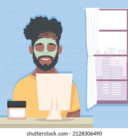 man with mask and cream character