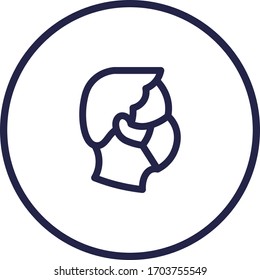 Man with mask dark colored vector line icon