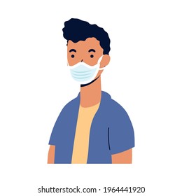 man with mask design of medical care and covid 19 virus theme Vector illustration