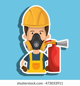 man mask extinguisher icon vector illustration eps 10