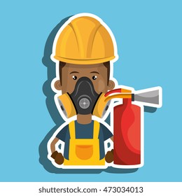 man mask extinguisher icon vector illustration eps 10