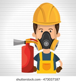 man mask extinguisher icon vector illustration eps 10